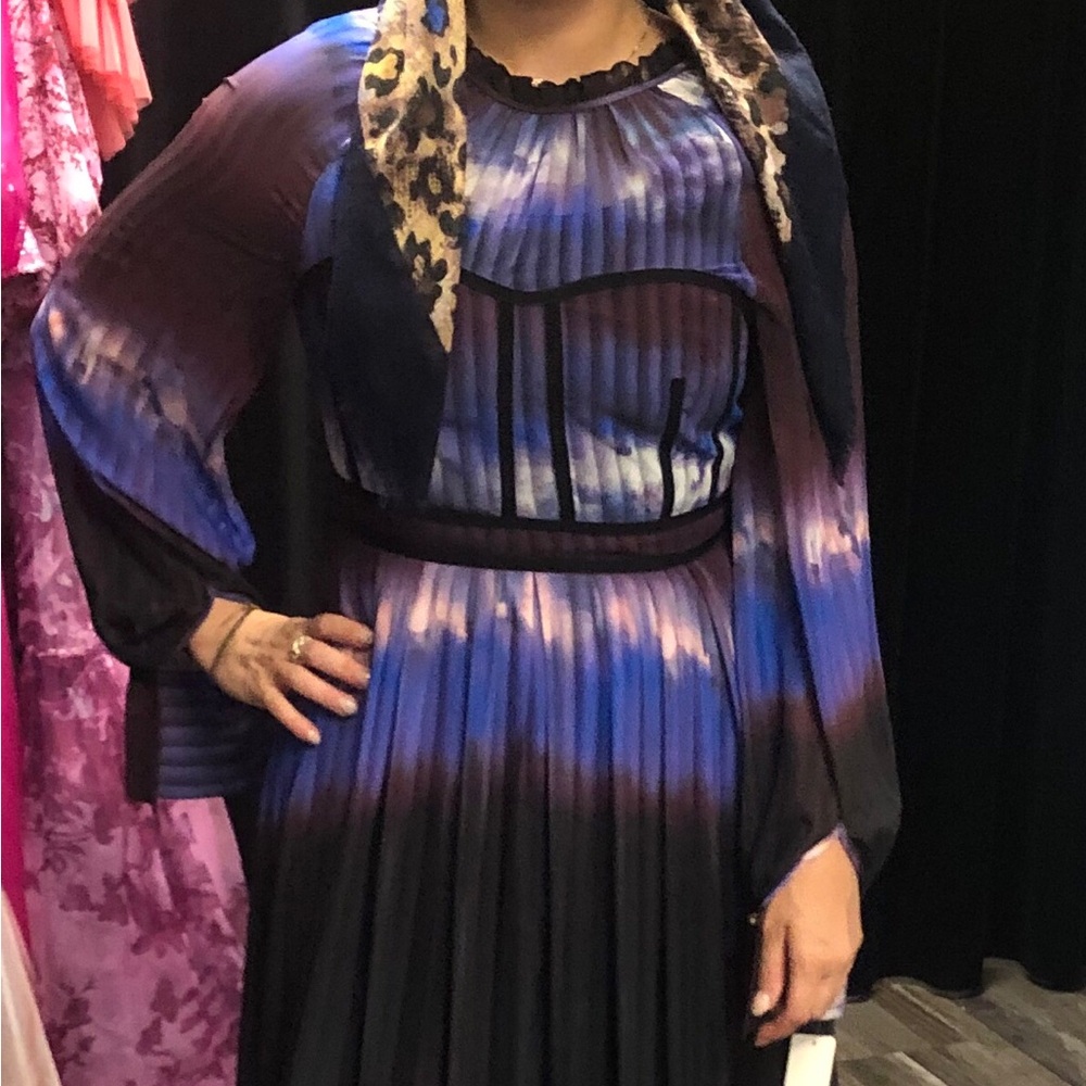 Elegant Blue and Black Women's Dress